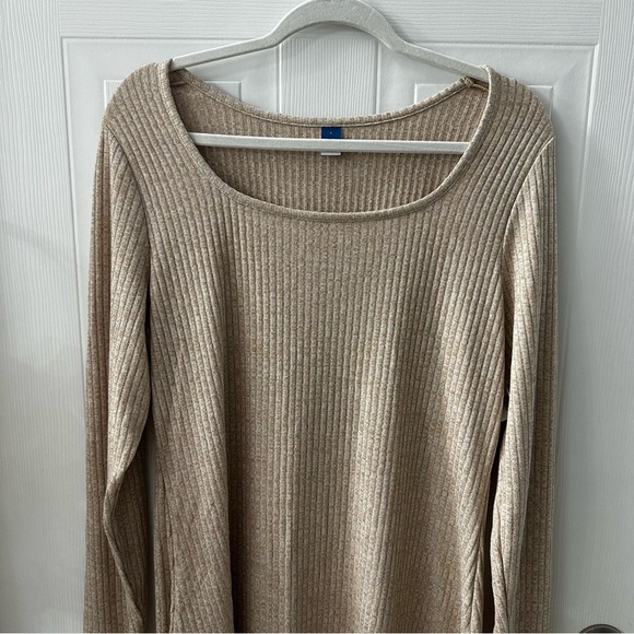 Old Navy Dresses & Skirts - Old Navy Ribbed Sweater Dress L | Beige Tan Knit Minimalist Fall NWT
